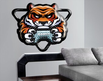 tiger decals, tiger wall stickers for bedroom, sticker Player Tiger decor, Joystick vinyl sticker, games stickers Computer games decal