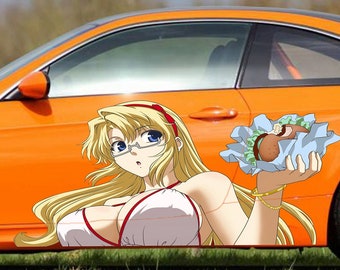 Naklejka na samochód z seksowną dziewczyną z anime, winylowa naklejka na samochód z anime, okleina samochodowa z anime, naklejka na samochód z jednym elementem, naklejki na samochody sportowe, winylowa naklejka na samochód z anime