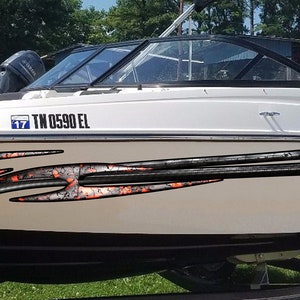 Tribal Boat Vinyl Wrap, Tribal Racing Stripes Boat Design, 3D Tribal Boat Full Color Vinyl Sticker, Tribal Vinyl Decal, Boat Vinyl Graphics