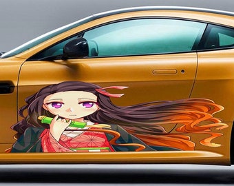 Naklejka na samochód z dziewczyną z anime, naklejka winylowa na samochód z anime, okleina samochodowa z anime, naklejka na samochód z jednym elementem, naklejka z mangi, grafika na duży pojazd, okleina samochodowa z dziewczyną z anime