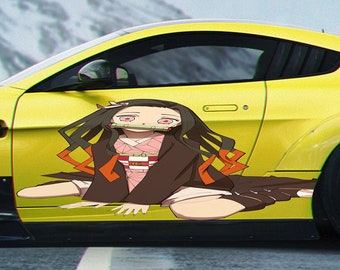 Naklejka na samochód z dziewczyną z anime, naklejka winylowa na samochód z anime, naklejka na samochód z dziewczyną z anime, naklejka na samochód wyścigowy, naklejka na samochód z anime, naklejka z mangą, projekt samochodu z dziewczyną z anime