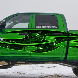 3D Skull Graphic car wrap Sticker, Tribal Street Racing Graphic, Full Color Tribal Skulls Decal, Cool Decals for Cars