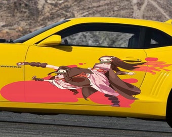 Naklejka na samochód z dziewczyną z anime, naklejka winylowa na samochód z anime, naklejka na samochód wyścigowy, okleina samochodowa z anime, naklejka manga, grafika na duży pojazd, okleina samochodowa z dziewczyną z anime