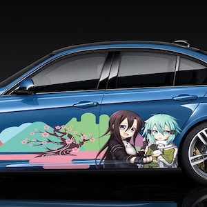 Anime Girls Sticker, Sakura Cherry Blossom Livery, Japanese Anime Vehicle Livery, Large Vehicle Graphics, Japanese Side Car Decal