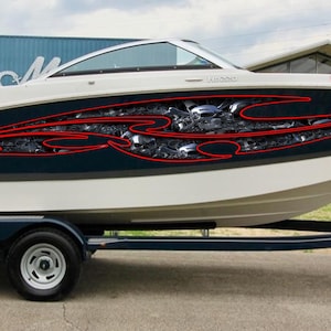 Pirate Bones Yacht Vinyl, Skulls Boat Decals, 3D Pirate Skulls Boat Decals, Pirate Skull Watercraft Vinyl Graphics, Skulls Yacht Vinyl Wrap