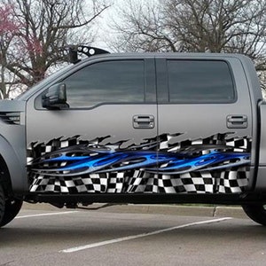 Car Vinyl Flag, jeep Side Tribal Checkered flag, Vinyl Racing Ripped Metal wrap Graphics Decal, Wrap Tribal Checkered