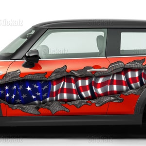 Full color Car side graphics USA Flag vinyl side graphics Racing stripes American flag decor for jeep