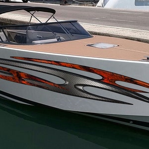 3D Tribal Boat Full Color Vinyl Sticker, Tribal Boat Vinyl Wrap, Tribal Vinyl Decal, Boat Vinyl Graphics, Tribal Racing Stripes Boat Sticker