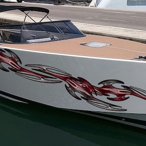 Tribal Boat Wrap, Tribal Racing Stripes Boat Vinyl Decal, Tribal Speed Boat Vinyl Sticker, 3D Yacht Vinyl Graphic, Tribal Boat Design