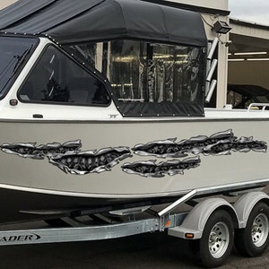3D Sword Ripped Metal Vinyl Wrap ,Tattoo Boat Decals, Skull decor Tribal Yacht Vinyl, Ranger Boat Decals and Stickers