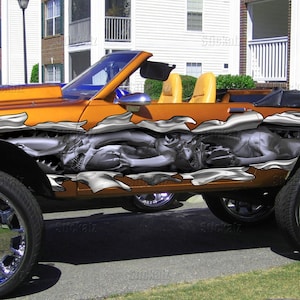 Dragons Ripped Metal Car Vinyl  Dragon stickers for truck  Graphics Side Decals Graphics Vinyl Stickers
