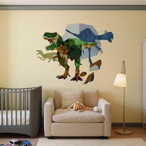 Dinosaur Polygonal Wall decal, dinosaur wall decals, dinosaur wall decals for boys room, wall decor living room Multi Color GD212