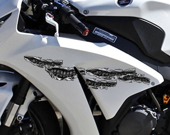 Flame Skull Decal, Skull Crotch Rocket Wrap, Skull Chopper Graphics, 3D Graphics of a Motorcycle Sticker, Tribal Flames Decals