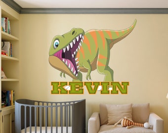 dinosaur vinyl sticker, girl dinosaur name decal, wall decal dinosaur name, name wall decal dino, dinosaur wall sticker for nursery