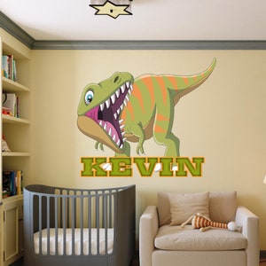 dinosaur vinyl sticker, girl dinosaur name decal, wall decal dinosaur name, name wall decal dino, dinosaur wall sticker for nursery
