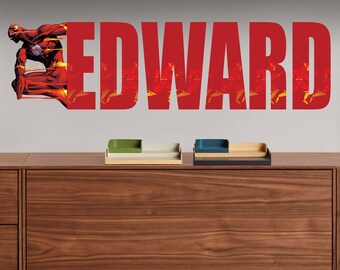 Superhero Flash decal Custom name wall decal Personalized name decal for nursery boy Super hero decals, inspirational wall decals