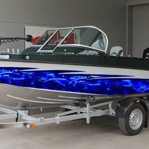 3D Dragons Tribal Ripped Metal Car Vinyl, Dragons Boat Wrap, Watercraft Vinyl, Tribal Flames Decals, Ranger Boat Decals en Stickers
