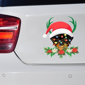 Dog window sticker, Holiday car decor, Christmas car sticker, Funny dog car decal, Dog bumper sticker, Christmas car decal bumper