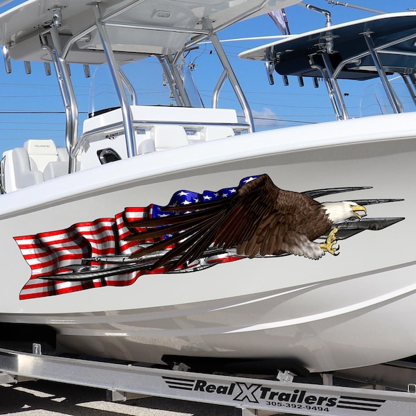 Pontoon Boat Wrap American Flag Etsy