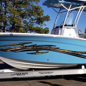 Vinyl Wrapping Boat, 3D Watercraft Tribal Graphic, Boat Wrap Ripped Metal, Full Color Speed Boat Decals, Tribal Yacht Wrap Sticker