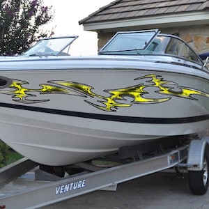 Tribal Racing Stripes Boat Design, 3D Tribal Boat Full Color Vinyl Sticker, Tribal Boat Vinyl Wrap, Tribal Vinyl Decal, Boat Vinyl Graphics