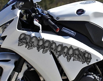 Flame Skull Decal, Skull Crotch Rocket Wrap, Chopper Graphics, 3D Graphics of a Motorcycle Sticker Tribal Flames Decals