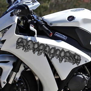 Flame Skull Decal, Skull Crotch Rocket Wrap, Chopper Graphics, 3D Graphics of a Motorcycle Sticker Tribal Flames Decals