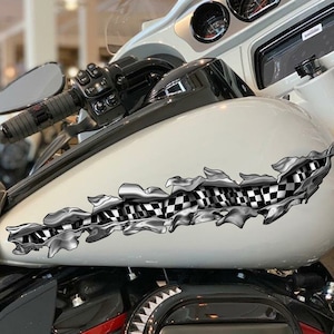 Zielflagge Bike Vinyl Aufkleber, Racing Flagge Bike Side Vinyl Aufkleber, Zielflagge Motorrad Vinyl Side Wrap, Bike Wrap Vinyl Grafiken