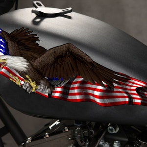 US Eagle Motorcycle Vinyl Decal, Patriotic Dirt Bike Sticker, US Eagle Racing Bike Sticker Wrap, American Flag Crotch Rocket Wrap Design