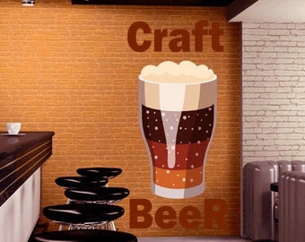 Craft beer Cafe Restaurant Wall decal, Craft beer Wall sticker,modern wall art, Multi Color GD125