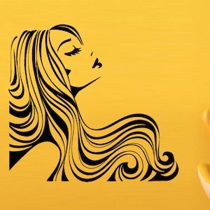 Woman wall art minimalist  Beautiful woman wall art Beauty salon wall decor Hair salon wall decal