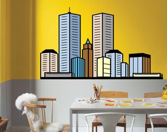 Town Wall decal art stickers City, Wall sticker Town sticker decor, City vinyl sticker, City stickers Town & Wall Mural