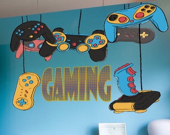 Wall decal Gaming art stickers, Game Wall Decal Boys Gamer Room Gaming Decals Bedroom Decor Video Game Controller Vinyl Art Stickers- GD524