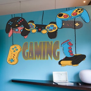 Wall decal Gaming art stickers, Game Wall Decal Boys Gamer Room Gaming Decals Bedroom Decor Video Game Controller Vinyl Art Stickers- GD524