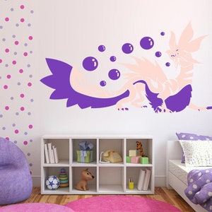 Fairy Dragon Wall decal, Fairy Dragon Wall sticker, modern wall art, Dragon Nursery Classroom Kids Bedroom Wall Decor Multi Color kc-582