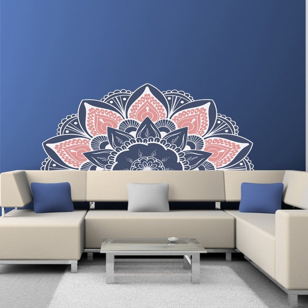 Incredibile decorazione per la casa-Mezzo Mandala Decalcomanie da muro/Decorazione da parete Boho/Adesivo testiera/Decorazione Boho/Decalcomania Boho/Decorazione per la casa/Muro di Mandala-GD484