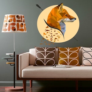 Fox moon Polygonal Wall decal, Fox Polygon sticker, modern wall art, Fox Animal 3D Vinyl Wall Stickers Removable Wall Decal Multi Color GD23