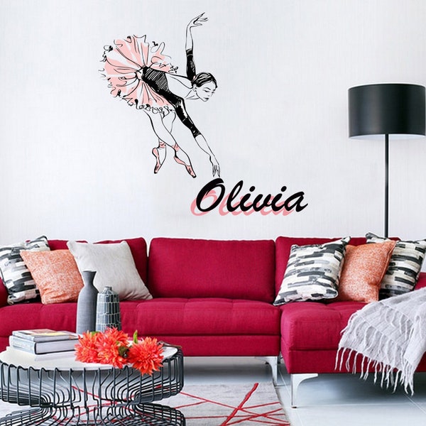 Ballerina Custom name wall decal, personalized sticker, personalized decal, wall sticker Dancer decor, Ballet dancer vinyl Ballet sticker