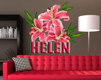 Lilies Flower custom vinyl sticker,lily decals,flower wall decor, personalized sticker, wall stickers for bedroom GD440