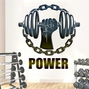 Large Vinyl Wall Decal Hand Dumbbell Bodybuilding Fitness Sport Gym Stickers Large Decor, Customized Vinyl Wall Decal Fitness-GD625