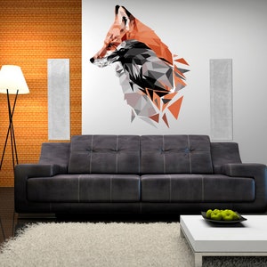 Fox face Polygonal Wall decal, Fox Polygon sticker, modern wall art, Nursery Baby Bedroom Playroom Living Room Murals Multi Color GD217