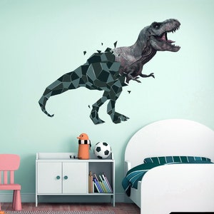 3D Dinosaur Polygonal Wall decal, Jurassic World: Fallen Kingdom T-Rex Giant Peel and Stick Wall Decals, dino room decor, Multi Color GD113