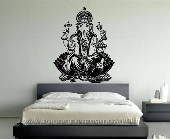Ganesh Ganesha Elephant Lord of Success Hindu Hand God Buddha Indian Design Wall Vinyl Decal Art Sticker Home Modern Stylish Interior VG139