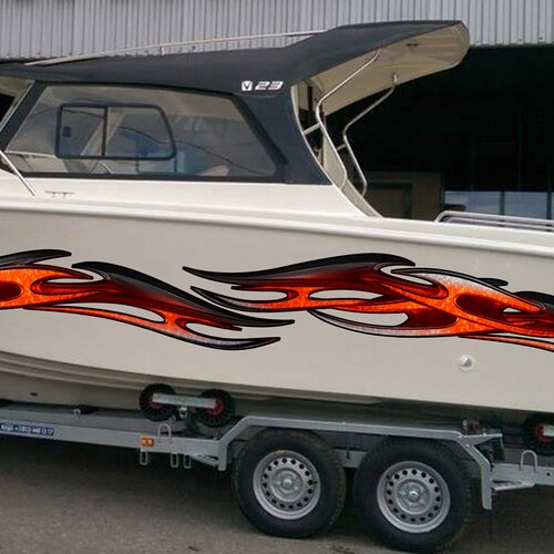 3D Tribal Boat Full Color Vinyl Sticker, cheapest Tribal Boat Vinyl Wrap, Tribal Racing Stripes Boat Design, Tribal Vinyl Decal, Boat Vinyl Graphics