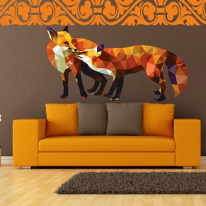 Fox Animal Polygonal Wall decal, Fox Animal Polygon sticker, modern wall art, Nursery Baby Playroom Living Room Murals Multi Color GD235