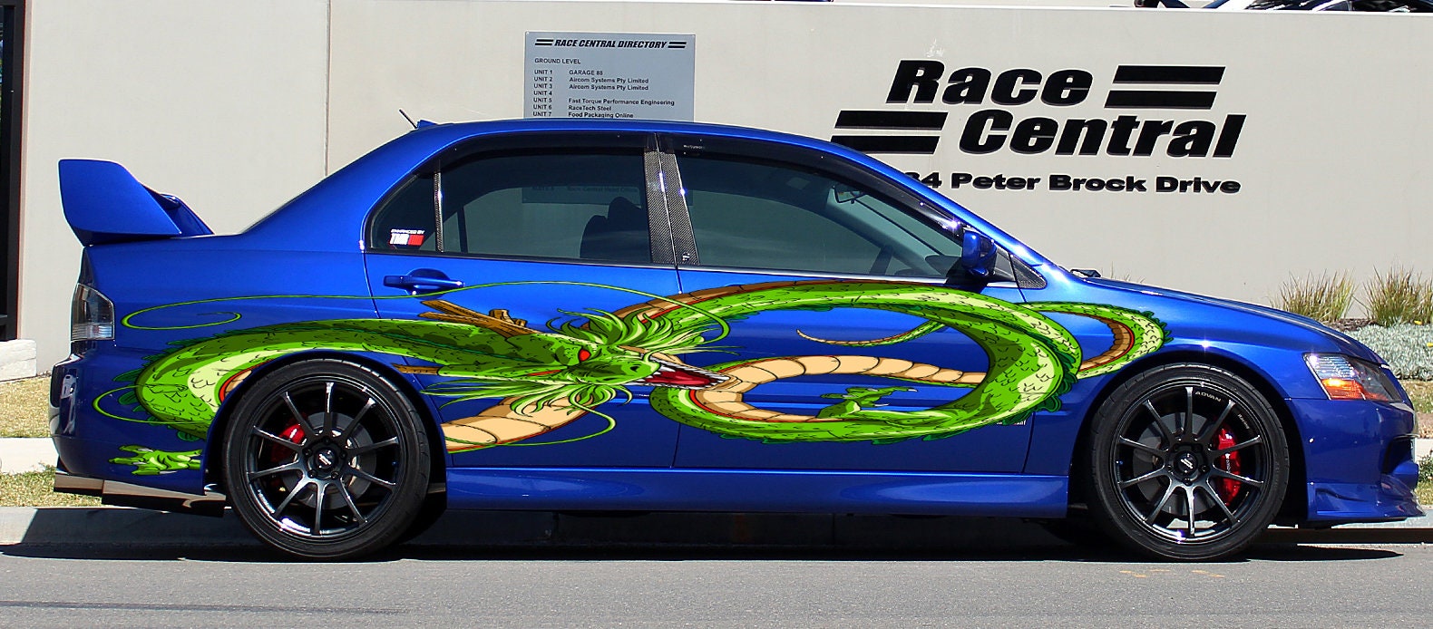 自動車 rainbow-shenron Dragon Car Vinyl Decal – Full Color Sports Car Wrap