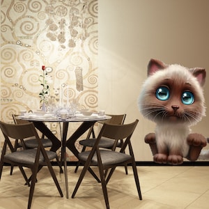Kitten cat Wall decal, Kitten cat Wall sticker,modern wall art, cat sticker, wall sticker cat,room decore , animal sticker Multi Color k-910