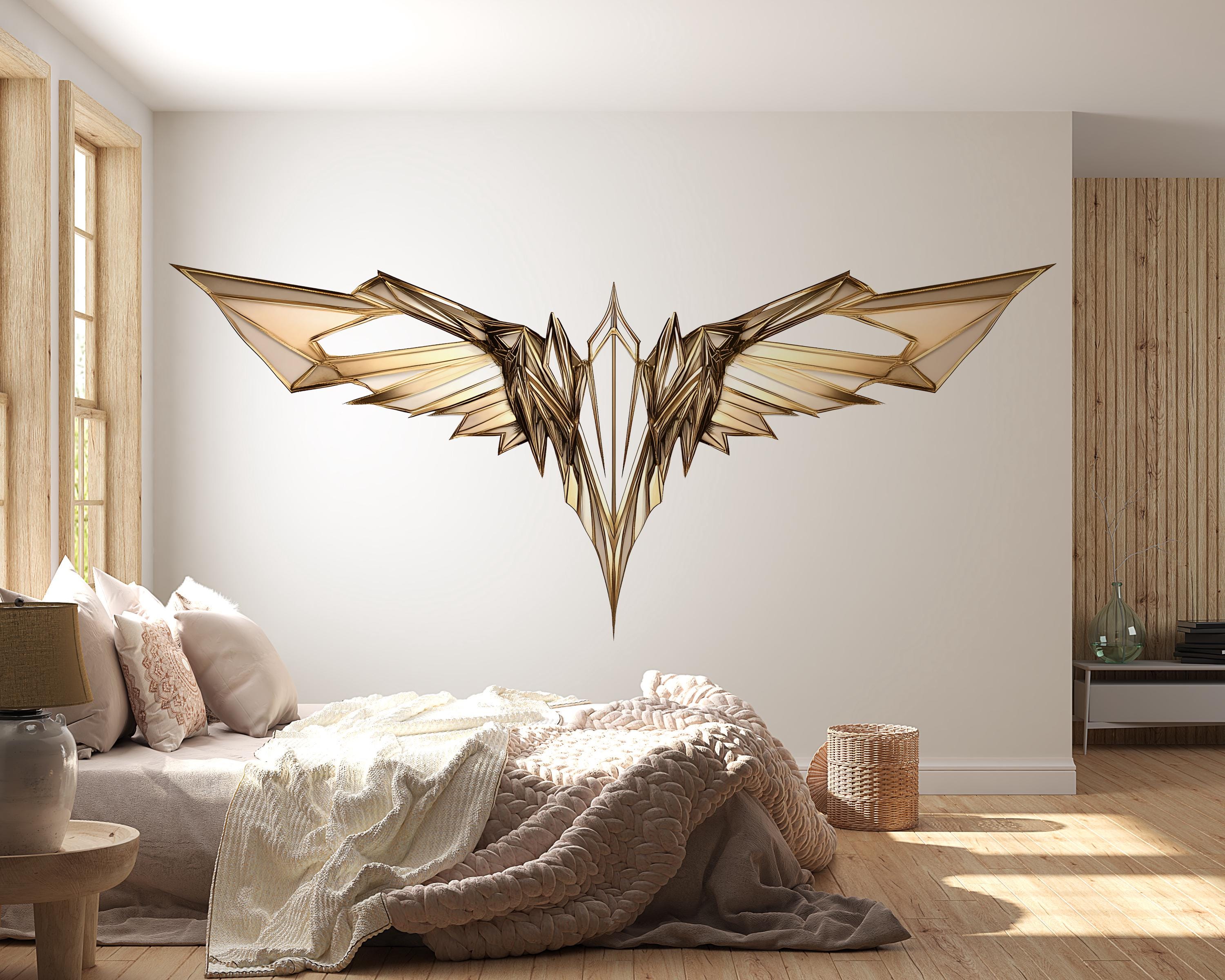 Abstract Wing Wall Decal, Modern Gold Wings Wall Sticker, Luxury Angel ...