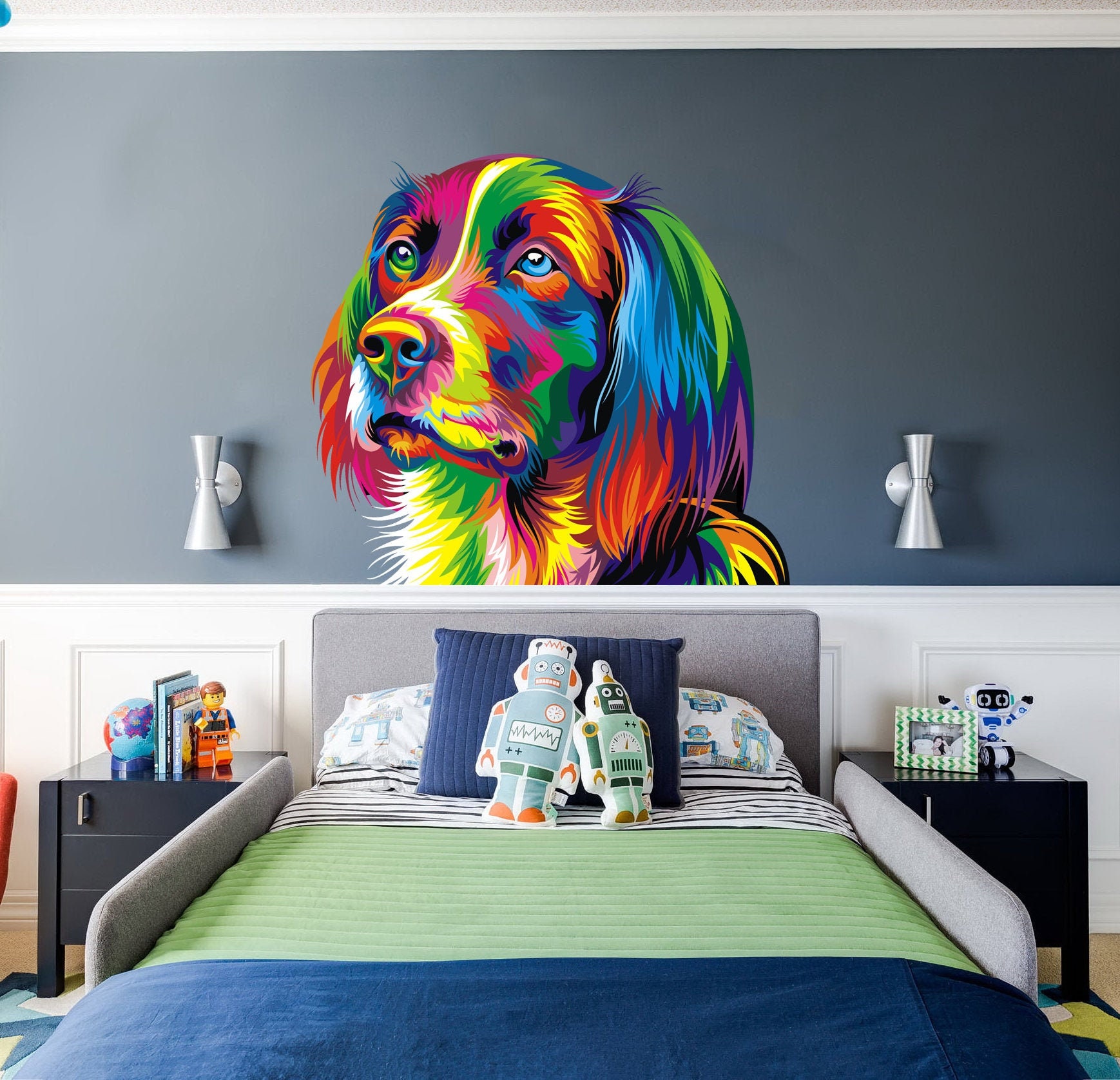ROFARSO Lifelike Lovely Cute Dogs Animal 3D Vinyl Wall Stickers Removable Wall Decals Art Decorations Decor for Nursery Baby Bedroom Playroom Living Room Murals 