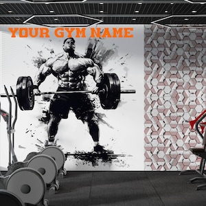 Custom Gym Wallpaper / Personalized Fitness Wall Mural / Home Gym Wall Art / Workout Motivation Decal / Peel and Stick Gym Decor